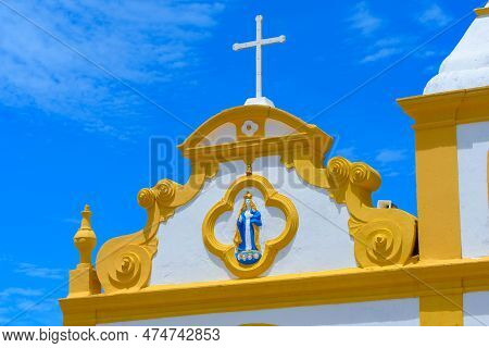 Arraial D'ajuda, District Of Porto Seguro, Ba, Brazil - January 04, 2023: Details Of Nossa Senhora D