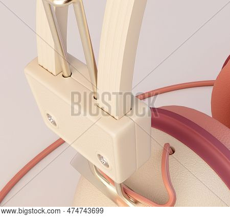 A Vintage Set Of Classic Headphones  With A Cable And Jack Plug In A Modern Pink Color Combination O