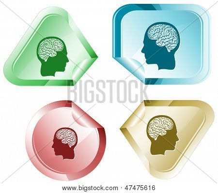 Cervello umano. Adesivo di vettore.