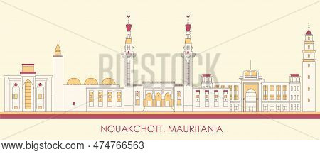 Cartoon Skyline Panorama Of City Of Nouakchott, Mauritania - Vector Illustration