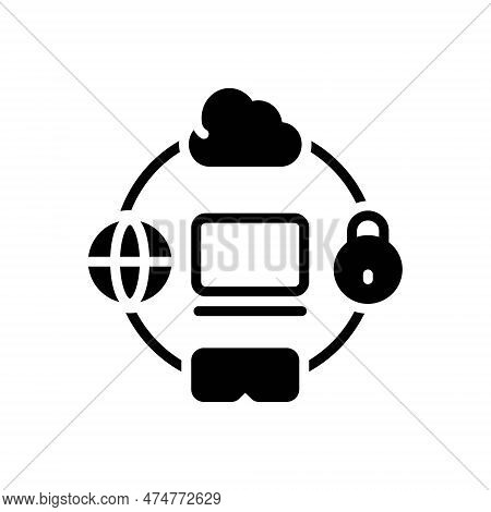 Black Solid Icon For Trends Tendency Propensity Web Cloud Direction Leaning Bent Lock Technology