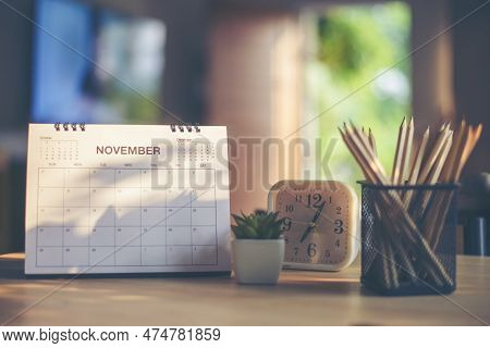 2023 Calendar Desk Place On Business Table. Desktop Calender For Planner To Plan Agenda, Timetable, 