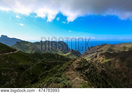 Amazing Sunset Landscape View To Famous Maska Canyon On Tenerife Island Spain