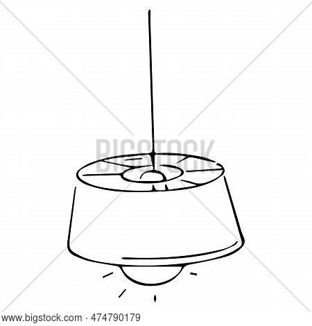 Bulb Lamp Doodle Cartoon Comic Electricity Isolated On White Background. Sketch, Freehand Icon, Draw