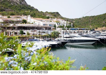 Poltu Quatu Port And Bay With Luxury Yachts On Costa Smeralda