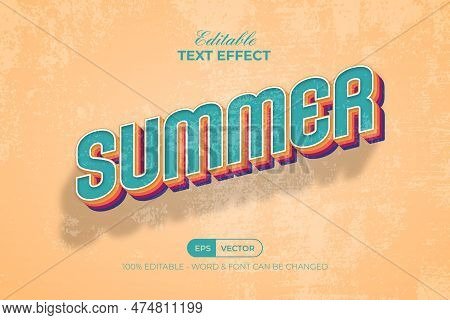 Summer Text Effect Vintage Style. Editable Text Effect.