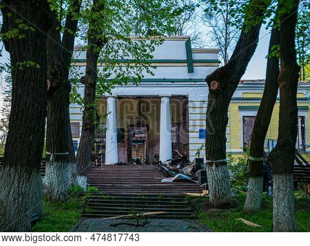 Kharkiv Region, Skovorodinovka, Skovorodinivka, Ukraine - 05.09.2022: Destroyed Terrible Old Buildin