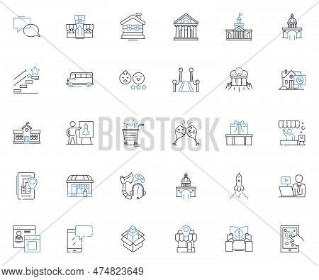 Urban Line Icons Collection. Graffiti, Concrete, Skyscrapers, Alleyways, Streetlights, Traffic, Nois