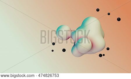 Liquid Animated Moving White Meta Ball Floating Spheres Blob Drops Bubbles Metaball Metasphere Defor