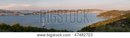 Panorama Trogir ve ada Ciovo, Hırvatistan