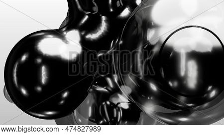 3d Render Motion Design Wallpaper Animation Business Presentation Monochrome Grey White Metaball Gra