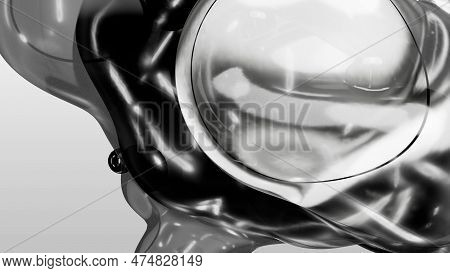 3d Render Motion Design Wallpaper Animation Business Presentation Monochrome Grey White Metaball Gra