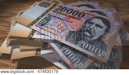 Hungarian Forint 20000 Huf Banknote Money 3D Illustration