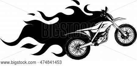 Motocross Racer, Monochrome Color. Concept Of Sport, Extreme, Race, Motorcycle