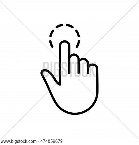 Touch Gesture Of Computer Mouse. Pointer Finger Black Line Icon. Cursor Hand Linear Pictogram. Click