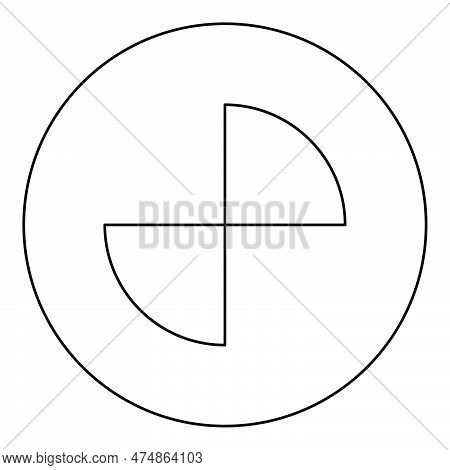 Part Circle 1/2 2 Two Icon In Circle Round Black Color Vector Illustration Image Outline Contour Lin