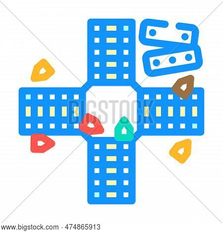 Pachisi Board And Pieces Color Icon Vector. Pachisi Board And Pieces Sign. Isolated Symbol Illustrat