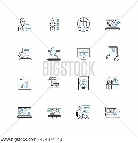 Content Promotion Line Icons Collection. Outreach, Amplification, Engagement, Virality, Distribution