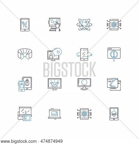 Apparatus Tools Line Icons Collection. Wrench, Pliers, Screwdriver, Hammer, Saw, Drill, Tape Measure
