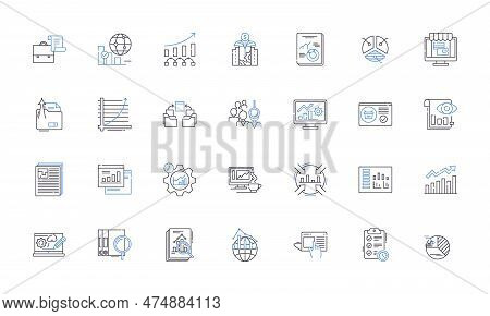Data Compilation Software Line Icons Collection. Integrate, Aggregate, Consolidate, Collect, Organiz