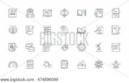 Project Relation Line Icons Collection. Collaboration, Communication, Management, Feedback, Coordina