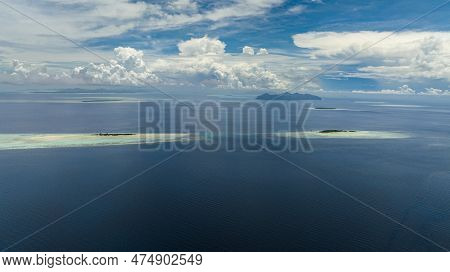 Aerial View Of Tropical Islands In The Tun Sakaran Marine Park. Sabah, Malaysia.
