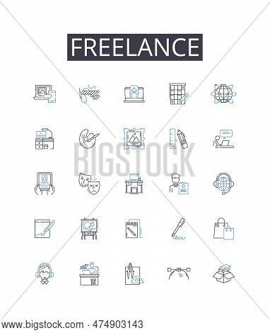 Freelance Line Icons Collection. Career, Job, Resume, Interview, Nerking, Success, Achievement Vecto