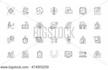 Corporations Line Icons Collection. Business, Company, Organization, Industry, Commerce, Enterprise,