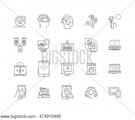 Hardware Systems Line Icons Collection. Processor, Motherboard, Graphics, Memory, Storage, Monitor, 