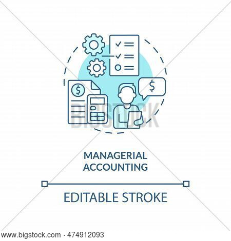 Managerial Accounting Turquoise Concept Icon. Decision Making. Financial Performance Abstract Idea T