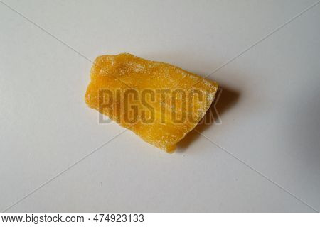 Single Piece Of Fleshy Yellow Dried Jack Fruit From Above