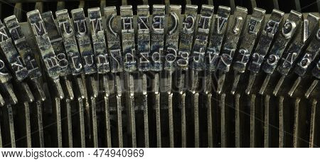 Part Of Typebars On Vintage Mechanical Typewriter Machine