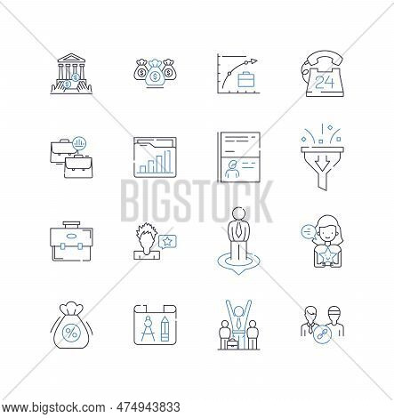 Mtary Gain Line Icons Collection. Profit, Earnings, Revenue, Income, Gain, Prosperity, Success Vecto