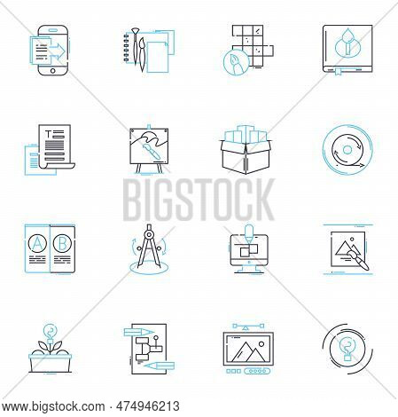 Conceptual Frameworks Linear Icons Set. Structure, Insight, Context, Abstraction, Framework, Theory,