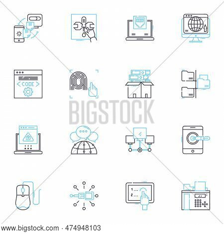 Virtual Assistants Linear Icons Set. Automation, Efficiency, Productivity, Convenience, Assistance, 
