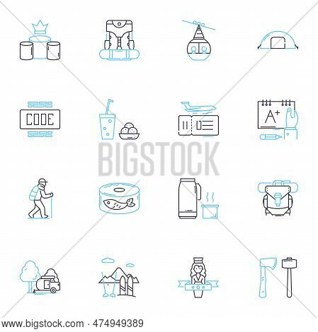 Calm Pause Linear Icons Set. Serenity, Tranquility, Stillness, Peace, Harmony, Relaxation, Quietude 
