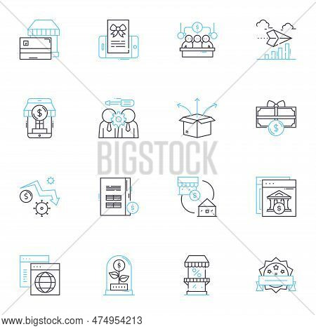 Online Store Linear Icons Set. Digital, E-commerce, Checkout, Shopping, Transactions, Inventory, Pay