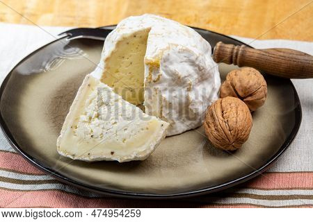 Cheese Collection, Soft Cow French Cheese With Mold Gaperon Artisanal Lavored With Cracked Peppercor