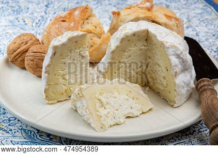 Cheese Collection, Soft Cow French Cheese With Mold Gaperon Artisanal Lavored With Cracked Peppercor