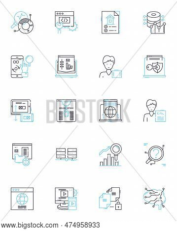 Augmented Reality Linear Icons Set. Holograms, Immersive, Digital, Interactive, Animation, Virtual, 