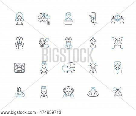 Daughters Line Icons Collection. Love, Joy, Pride, Protectiveness, Beauty, Strength, Grace Vector An