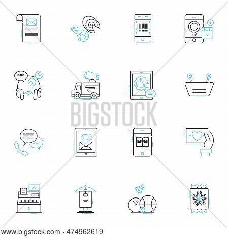 Trade Linear Icons Set. Negotiation, Import, Export, Tariffs, Exchange, Commerce, Distribution Line 