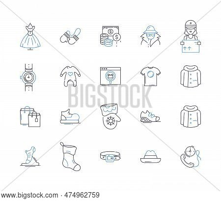 Shoppe And Buyer Line Icons Collection. Purchase, Retail, Customer, Commerce, Consumer, Market, Shop