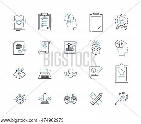 Workplace And Environment Line Icons Collection. Collaboration, Efficiency, Productivity, Communicat