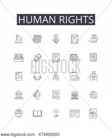 Human Rights Line Icons Collection. Freedoms, Civil Liberties, Equal Rights, Fundamental Rights, Bas