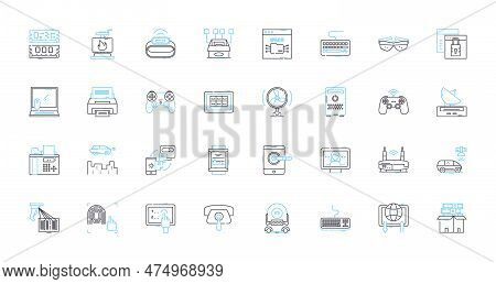 Communications Tools Linear Icons Set. Email, Chat, Video, Ph, Text, Voice, Conferencing Line Vector