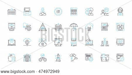 Social Design Linear Icons Set. Inclusion, Sustainability, Empowerment, Collaboration, Equality, Int