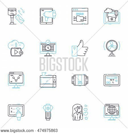 Online Platform Linear Icons Set. Connectivity, Accessibility, Interaction, Integration, Collaborati