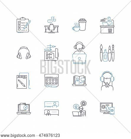 One-man Show Line Icons Collection. Solo, Performance, Entertainer, Storyteller, Comedy, Drama, Musi