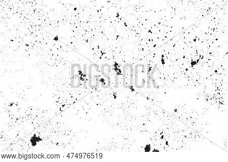 Abstract Dust And Grain Texture Vector For Design Background. Black And White Dirt Texture With Stai